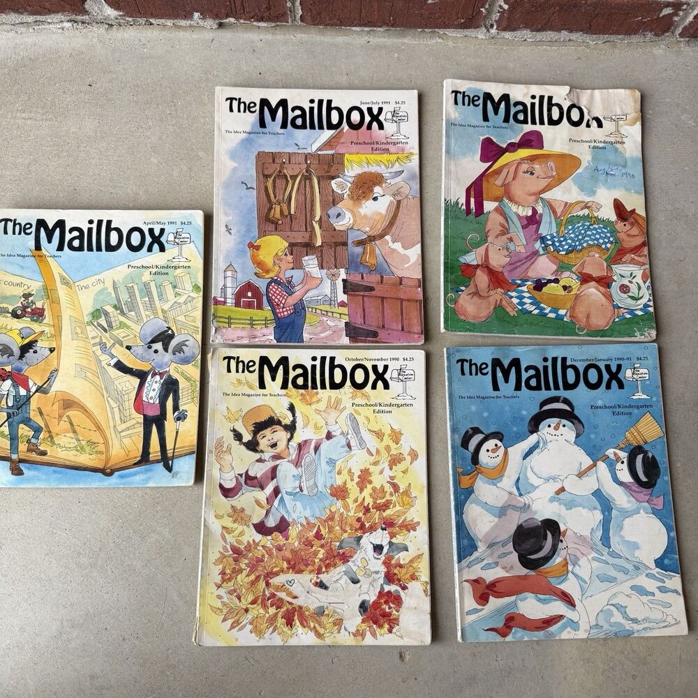 Vintage The Mailbox Teacher Magazines Lot of 5 Preschool Kindergarten 1990‑91